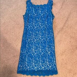 Blue Lace Sleeveless Dress